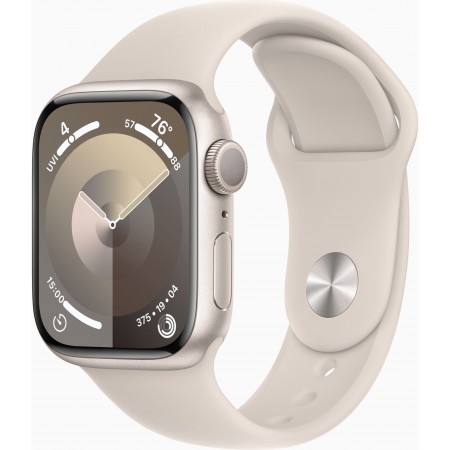 Смарт-часы Apple Watch Series 9 A2980 45мм OLED корп.сияющая звезда Sport Band рем.сияющая звезда разм.брасл.:160-210мм (MR973LL/A)