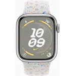 Смарт-часы Apple Watch Series 9 A2978 41мм OLED корп.серебристый Nike Sport Band рем.белый разм.брасл.:M/L (MR9M3LL/A)