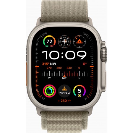 Смарт-часы Apple Watch Ultra 2 A2986 49мм OLED корп.титан Alpine loop рем.оливковый разм.брасл.:160-210мм (MRF03LL/A)