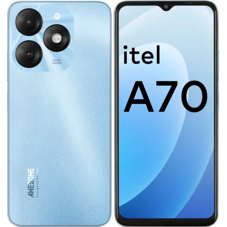 Смартфон Itel A665L A70 256Gb 4Gb голубой моноблок 3G 4G 2Sim 6.6" 720x1612 Android 13 13Mpix 802.11 b/g/n GPS GSM900/1800 GSM1900 FM microSDXC max2048Gb