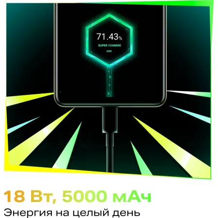 Смартфон Infinix X6528B Hot 40i 256Gb 8Gb зеленый моноблок 3G 4G 2Sim 6.56" 720x1612 Android 13 50Mpix 802.11 a/b/g/n/ac NFC GPS GSM900/1800 GSM1900 TouchSc Protect FM A-GPS microSD max2048Gb