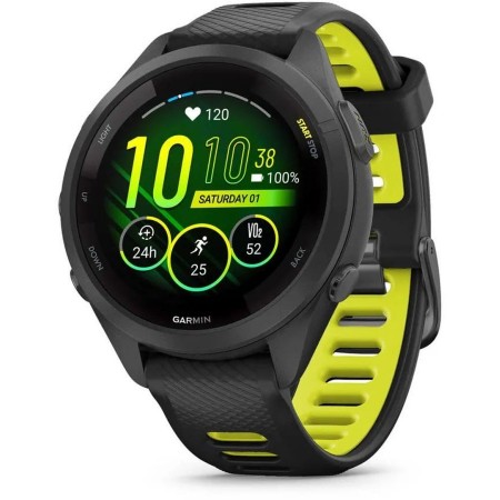 Смарт-часы Garmin Forerunner 265S 27.5мм 1.1" AMOLED корп.черный силикон рем.черный/желтый (010-02810-13)