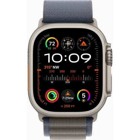 Смарт-часы Apple Watch Ultra 2 A2986 49мм OLED корп.титан Alpine loop рем.синий разм.брасл.:160-210мм (MREQ3LW/A)