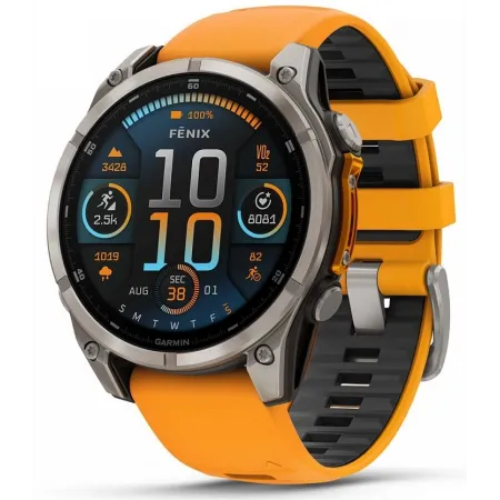 Смарт-часы Garmin Fenix 8 47мм 1.4" AMOLED корп.серый рем.оранжевый разм.брасл.:125-208мм (010-02904-11)