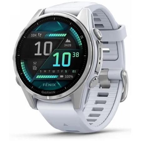 Смарт-часы Garmin Fenix 8 43мм 1.3" AMOLED корп.серебристый рем.белый разм.брасл.:108-182мм (010-02903-00)