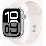 Смарт-часы Apple Watch Series 10 A2997 42мм OLED корп.серебристый Sport Band рем.белый разм.брасл.:130-180мм (MWWW3LW/A)