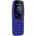 Мобильный телефон Nokia 105 Dual SIM TA-1416 синий моноблок 2Sim 1.77" 120x160 Series 30+ GSM900/1800 Protect MP3 FM microSD