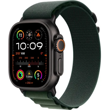 Смарт-часы Apple Watch Ultra 2 2024 A2986 49мм OLED корп.черный титан Alpine loop рем.темно-зеленый разм.брасл.:130-160мм (MX4Q3ZP/A)