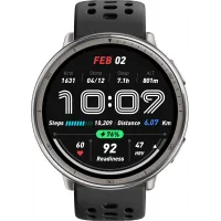 Смарт-часы Amazfit Active 2R A2437 43.9мм 1.32" AMOLED корп.серебристый рем.черный разм.брасл.:135-195мм