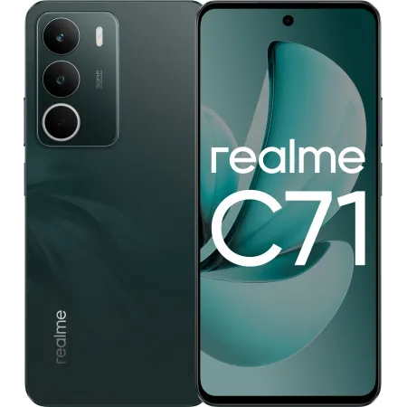 Смартфон Realme RMX5303 C71 128Gb 8Gb зеленый моноблок 3G 4G 2Sim 6.67" 720x1604 Android 15 50Mpix 802.11 a/b/g/n/ac NFC GPS GSM900/1800 GSM1900 Protect FM microSD max2048Gb