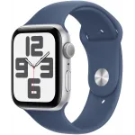 Смарт-часы Apple Watch SE 2024 A2723 44мм OLED корп.серебристый Sport Band рем.синий разм.брасл.:150-200мм (MXER3ZP/A)