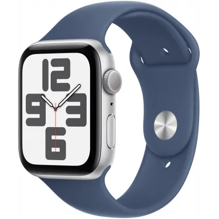 Смарт-часы Apple Watch SE 2024 A2723 44мм OLED корп.серебристый Sport Band рем.синий разм.брасл.:150-200мм (MXER3ZP/A)