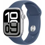Смарт-часы Apple Watch Series 10 A2997 42мм OLED корп.серебристый Sport Band рем.синий разм.брасл.:150-200мм (MWWC3ZP/A)