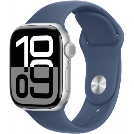 Смарт-часы Apple Watch Series 10 A2997 42мм OLED корп.серебристый Sport Band рем.синий разм.брасл.:150-200мм (MWWC3ZP/A)