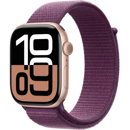 Смарт-часы Apple Watch Series 10 A2999 46мм 2.1" OLED корп.розовое золото Sport Loop рем.сливовый разм.брасл.:130-200мм (MWWV3ZP/A)