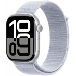 Смарт-часы Apple Watch Series 10 A2999 46мм 2.1" OLED корп.серебристый Sport Loop рем.голубой разм.брасл.:130-200мм (MWWN3ZP/A)