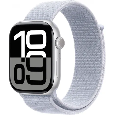 Смарт-часы Apple Watch Series 10 A2999 46мм 2.1" OLED корп.серебристый Sport Loop рем.голубой разм.брасл.:130-200мм (MWWN3ZP/A)