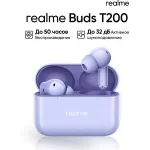 Гарнитура внутриканальные Realme Buds T200 фиолетовый беспроводные bluetooth в ушной раковине (6941764462083)