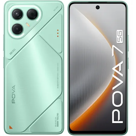 Смартфон Tecno Pova 7 5G 256Gb 8Gb зеленый моноблок 3G 4G 2Sim 6.78" 1080x2460 Android 15 50Mpix 802.11 a/b/g/n/ac/ax NFC GPS GSM900/1800 Protect microSD max1024Gb