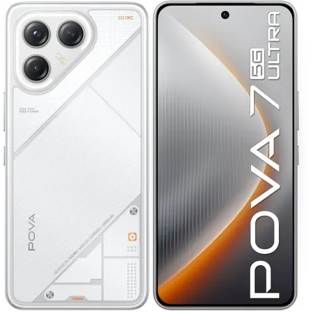 Смартфон Tecno Pova 7 Ultra 5G 256Gb 12Gb белый моноблок 3G 4G 2Sim 6.67" 1260x2800 Android 15 108Mpix 802.11 a/b/g/n/ac/ax NFC GPS GSM900/1800 Protect
