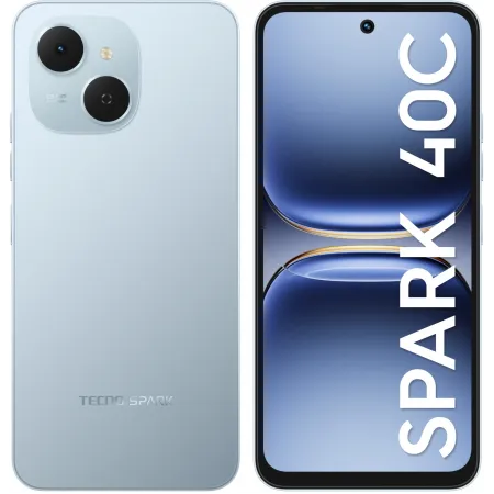 Смартфон Tecno Spark 40C 128Gb 8Gb голубой моноблок 3G 4G 2Sim 6.67" 720x1600 Android 15 13Mpix 802.11 a/b/g/n/ac/ax GPS GSM900/1800 Protect FM microSD max1024Gb