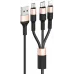 Кабель Hoco X26 Xpress one 80275 USB (m)-Lightning (m)/USB Type-C (m)/micro USB (m) 1м черный/золотистый Кабель Hoco X26 Xpress one 80275 USB (m)-Lightning (m)/USB Type-C (m)/micro USB (m) 1м черный/золотистый