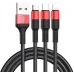 Кабель Hoco X26 Xpress one 80282 USB (m)-Lightning (m)/USB Type-C (m)/micro USB (m) 1м черный/красный