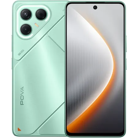 Смартфон Tecno Pova 7 5G 128Gb 8Gb зеленый моноблок 3G 4G 2Sim 6.78" 1080x2460 Android 15 50Mpix 802.11 a/b/g/n/ac/ax NFC GPS GSM900/1800 Protect microSD max1024Gb