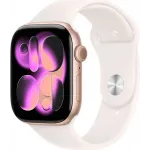 Смарт-часы Apple Watch Series 11 A3333 46мм OLED корп.розовое золото Sport Band рем.белый разм.брасл.:S/M (MEV64LW/A)