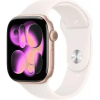 Смарт-часы Apple Watch Series 11 A3333 46мм OLED корп.розовое золото Sport Band рем.белый разм.брасл.:S/M (MEV64LW/A)