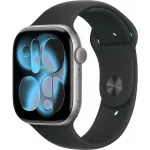 Смарт-часы Apple Watch Series 11 A3333 46мм OLED корп.серый космос Sport Band рем.черный разм.брасл.:S/M (MEV04LW/A)