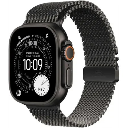 Смарт-часы Apple Watch Ultra 3 2025 A3281 49мм OLED корп.черный титан Milanese Loop рем.черный разм.брасл.:155-185мм (MF1Q4ZP/A)