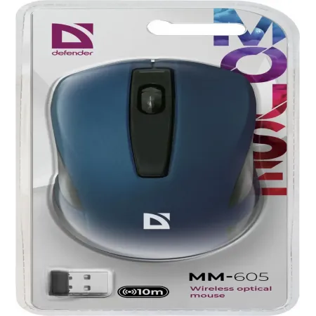 Мышь Defender MM-605 синий оптическая 1200dpi беспров. USB 3but (52606)