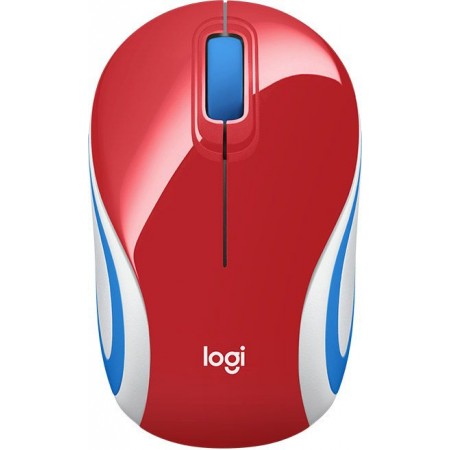 Мышь Logitech Mini M187 красный/белый/синий оптическая 1000dpi беспров. USB для ноутбука 2but (910-002732)