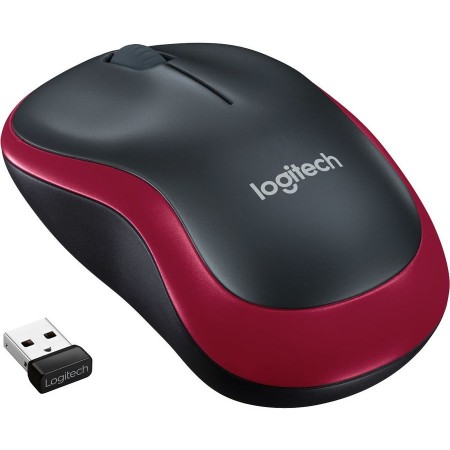 Мышь Logitech M185 черный/красный оптическая 1000dpi беспров. USB1.1 для ноутбука 2but (910-002633)