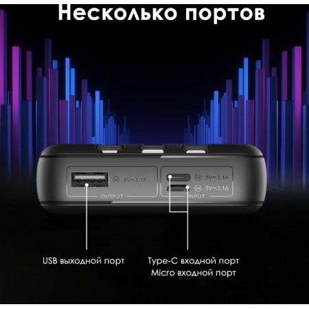 Мобильный аккумулятор Itel Star 200С 20000mAh QC3.0/PD3.0/PE2.0 2.1A USB-A/USB-C черный