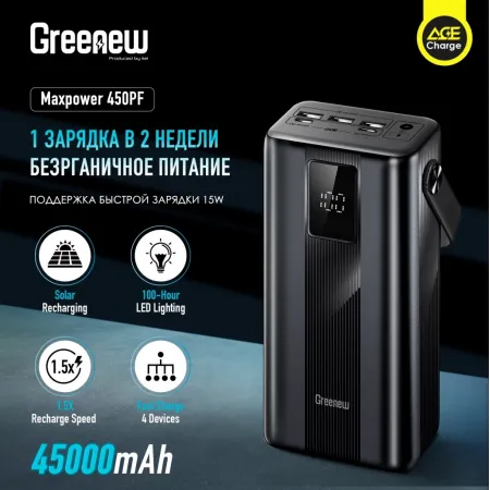 Мобильный аккумулятор Itel Maxpower 450PF 45000mAh 2.1A 3xUSB-A/USB-C черный