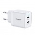 Сетевое зар./устр. Choetech Q5006-EU 40W 3A (PD) 2xUSB type-C универсальное белый (Q5006-EU-WH)
