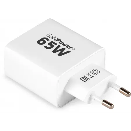 Сетевое зар./устр. Digma Pro DPW6B 65W 3.25A (PD+QC) 2хUSB-C/USB-A универсальное белый (DPW6B5GX12WH)