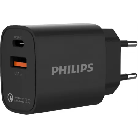 Сетевое зар./устр. Philips DLP4317 20W 0.8A (PD) USB/USB Type-C универсальное черный (DLP4317CB/70)