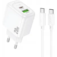 Сетевое зар./устр. Hoco CS54A Surplu 20W 3A (PD+QC) USB-A/Type-C универсальное белый (31532)