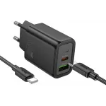 Сетевое зар./устр. Hoco N63 Gentle 30W 3A (PD+QC) USB Type-C универсальное черный (44396)