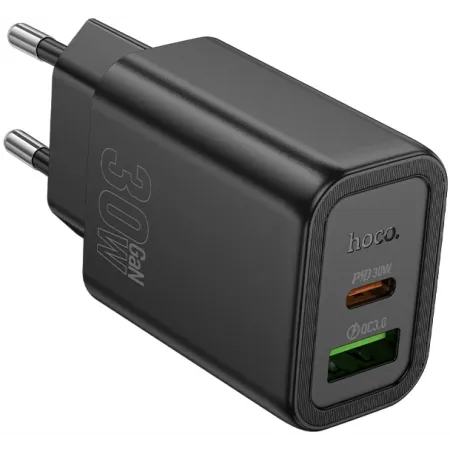 Сетевое зар./устр. Hoco Gentle PD30W+QC3.0 30W 3A (PD+QC) USB/USB Type-C универсальное черный (44358)
