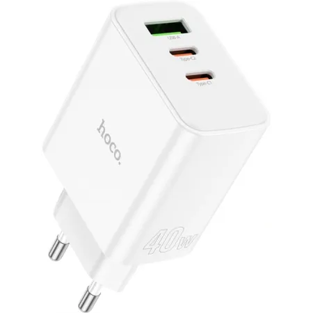 Сетевое зар./устр. Hoco C126A Pure power PD40W three-port(2C1A) charger(EU 40W 3A (PD+QC) универсальное белый Сетевое зар./устр. Hoco C126A Pure power PD40W three-port(2C1A) charger(EU 40W 3A (PD+QC) универсальное белый