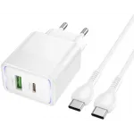 Сетевое зар./устр. Hoco CS112A Lounge PD30W+QC3.0 with cable 30W 3A (PD+QC) универсальное белый (80417)