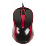 Мышь A4Tech V-Track Padless N-360 красный/черный оптическая 1200dpi USB 3but (N-360-2)