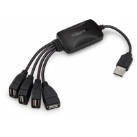 Разветвитель USB 2.0 Buro BU-HUB4-0.3-U2.0-Splitter 4порт. черный