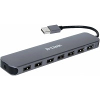 Разветвитель USB 2.0 D-Link DUB-H7 7порт. черный (DUB-H7/E1A)