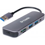 Разветвитель USB 3.0 D-Link DUB-1325/A1A 2порт. серый