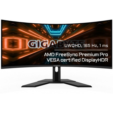 Монитор Gigabyte 34" G34WQC A черный VA LED 1ms 21:9 HDMI M/M матовая HAS 350cd 178гр/178гр 3440x1440 144Hz FreeSync Premium DP 2K 8.4кг